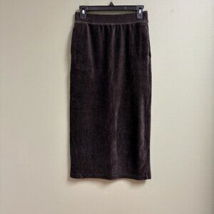 UNIQLO Womens Corduroy Pencil Skirt Size S Elastic Waist Pockets Academia Preppy